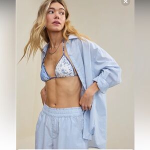 Aerie Good Day Button Down Shirt & Shorts Set